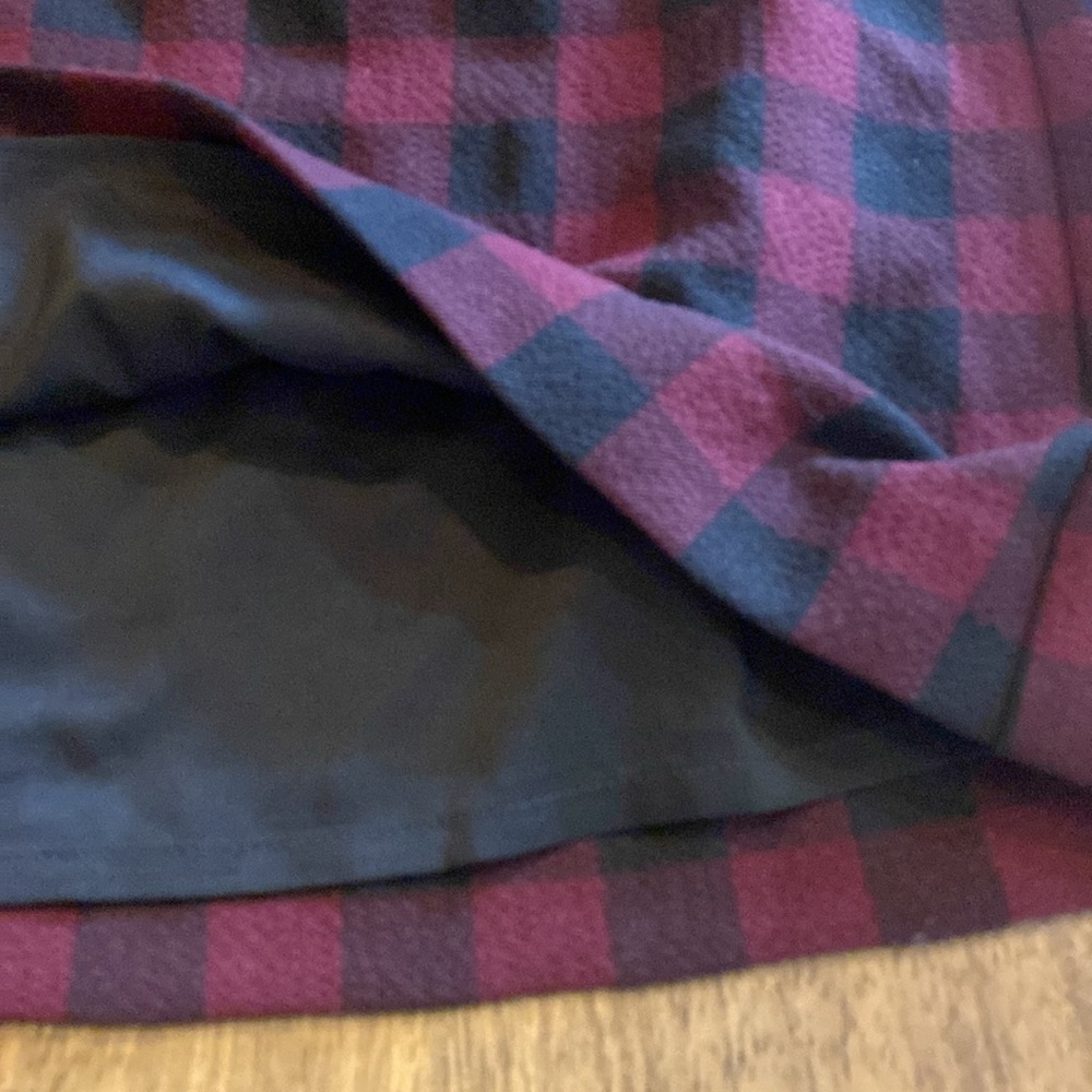 NWT J. Jill Red and Black Lined Buffalo Plaid Skirt. Pinot/black. Size MP. - Picture 9 of 16